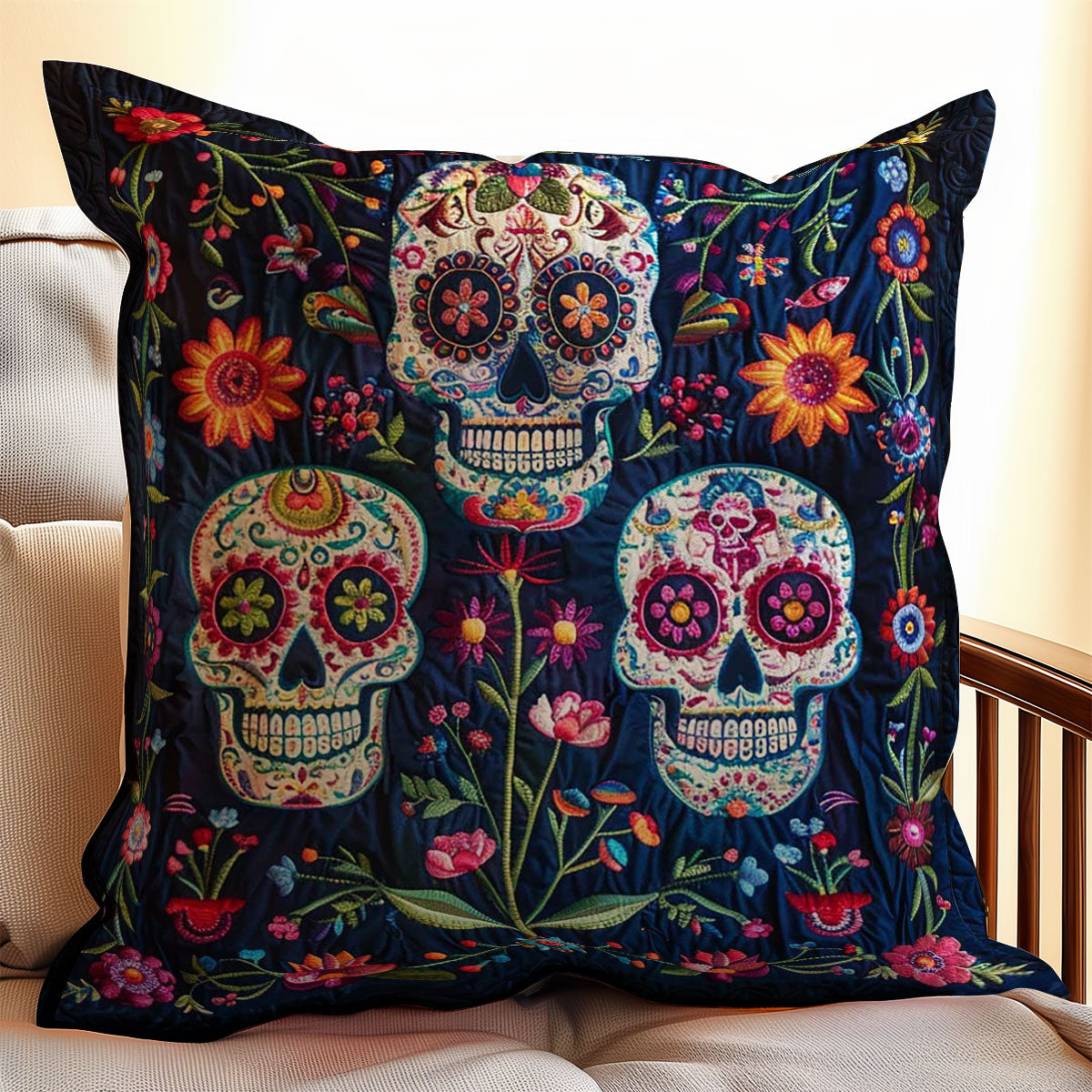 Sugar Skulls WJ1309046CL Quilt Pillow Case