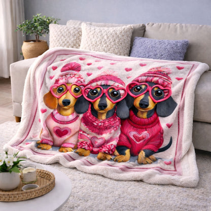 Dachshund Love CW2101002CL Faux Fur Throw Blanket
