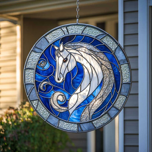 Blue Horse WJ0410036CL Stained Glass Suncatcher