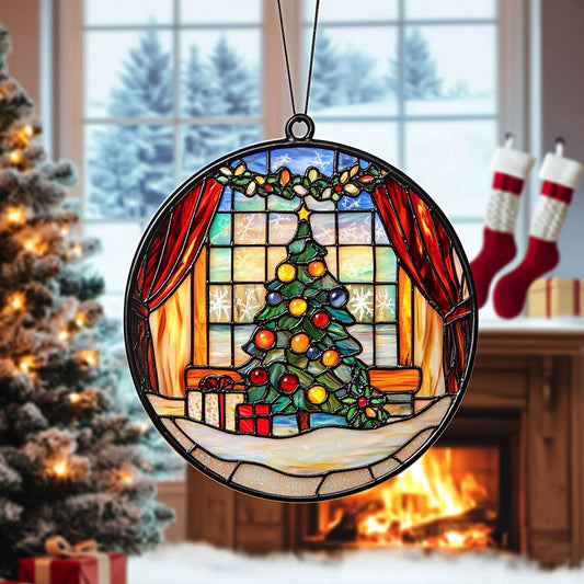 Christmas Tree WJ1510035CL Stained Glass Suncatcher