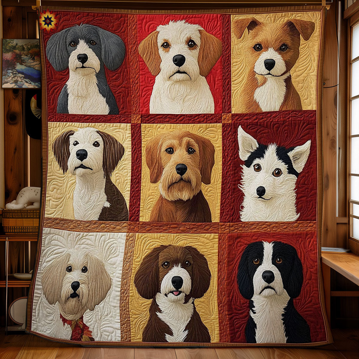 Portrait Vibrant Dog WY0212019CL Quilt