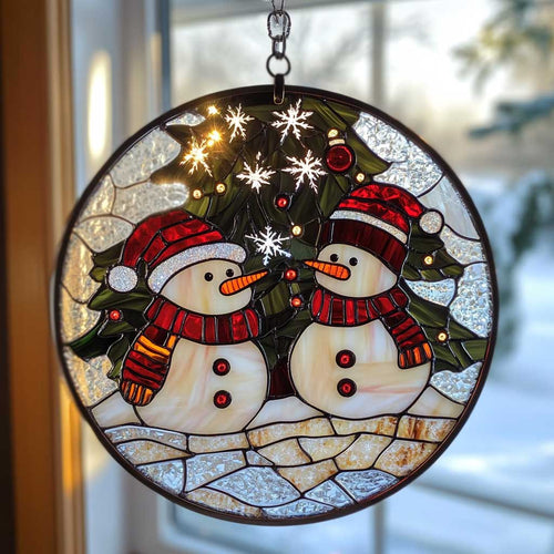 Christmas Snowman WJ3009040CL Stained Glass Suncatcher