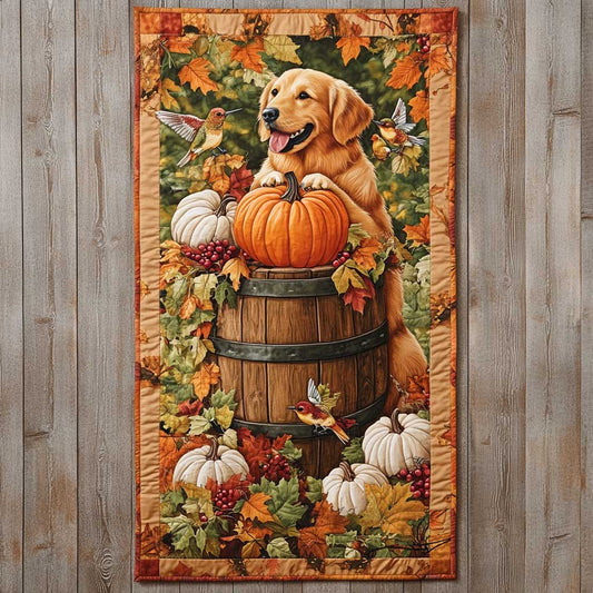 Golden Retriever Pumpkin Cuddle WN2709078CL Quilted Table Runner