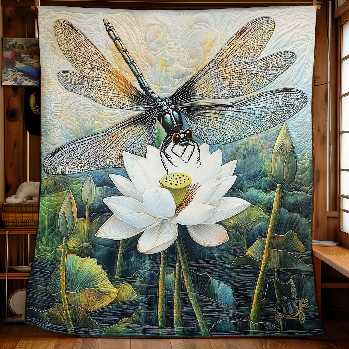 White Lotus And Dragonfly WY1911088CL Quilt