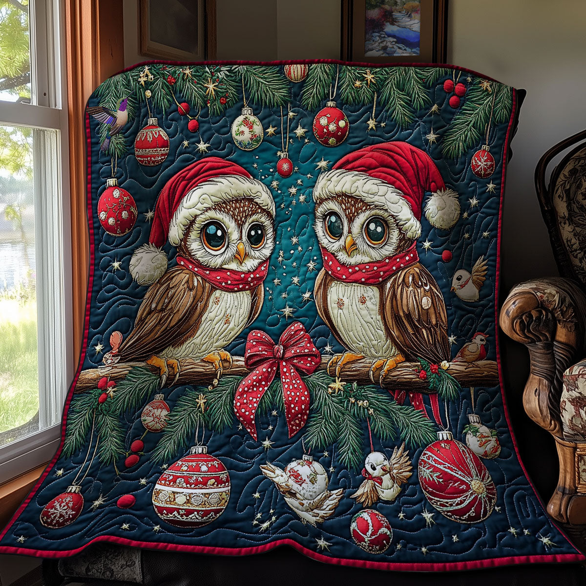 Christmas Night Couple Owl WY1311027CL Quilt