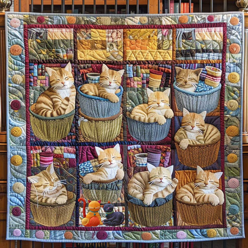 Knitting Basket Cat WP1210030CL Quilt