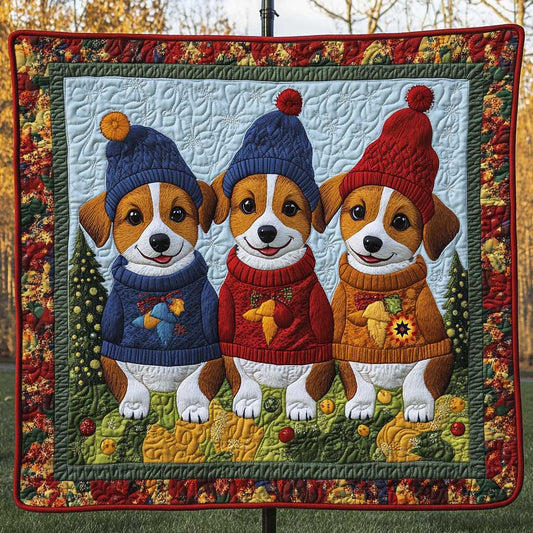 Triplet Beagle Winter WP0111004CL Quilt