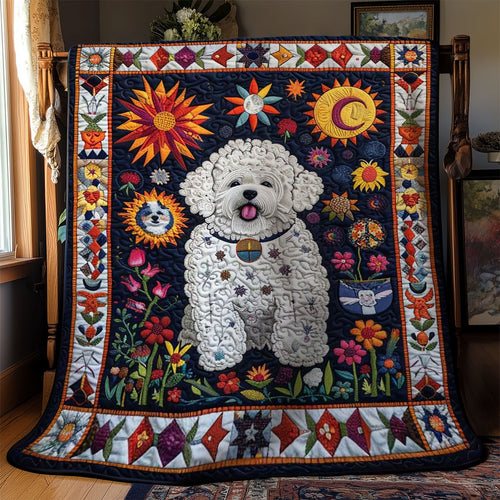 Bichon Frise Flower Joy WN1210013CL Quilt