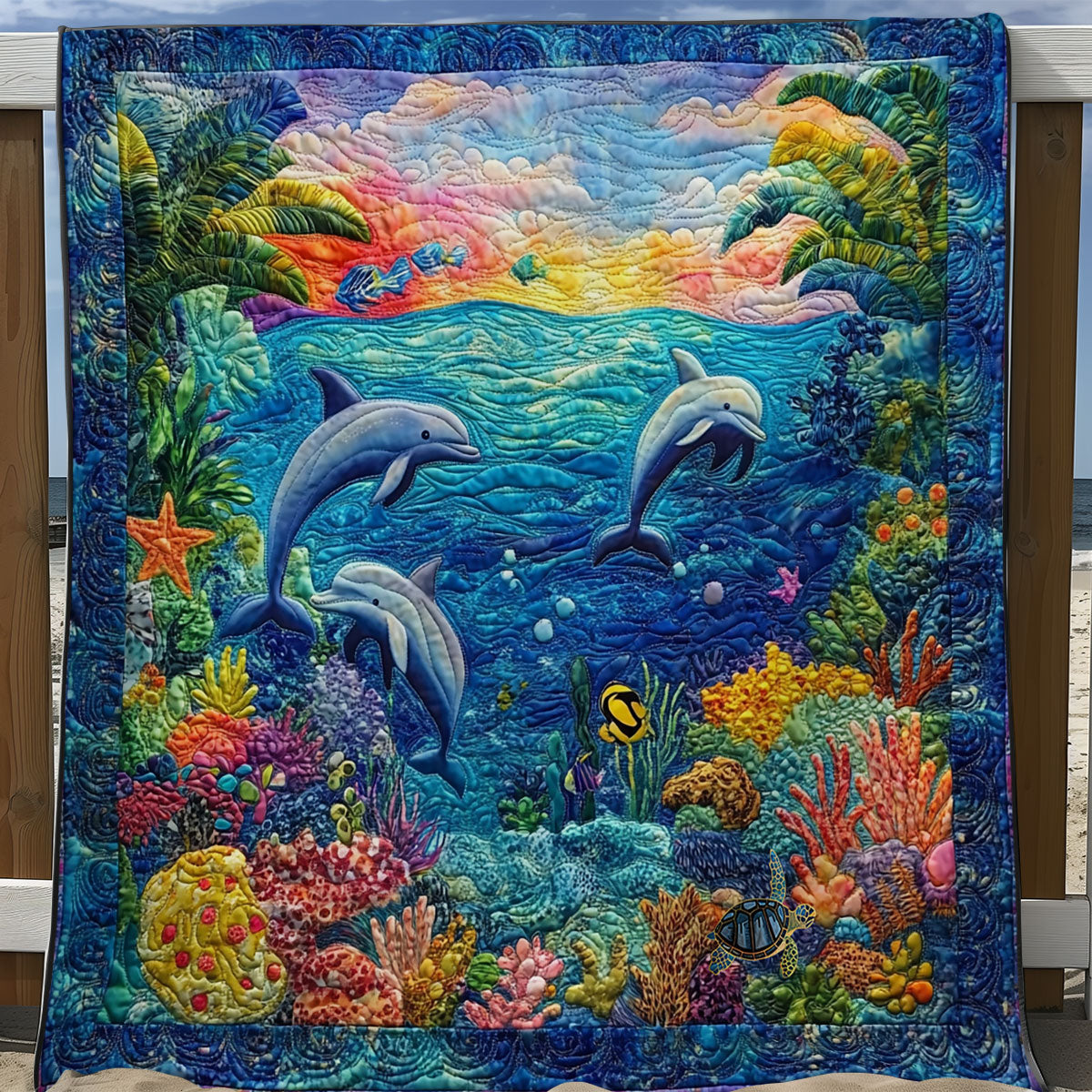 Dolphin Family WY1411002CL Quilt