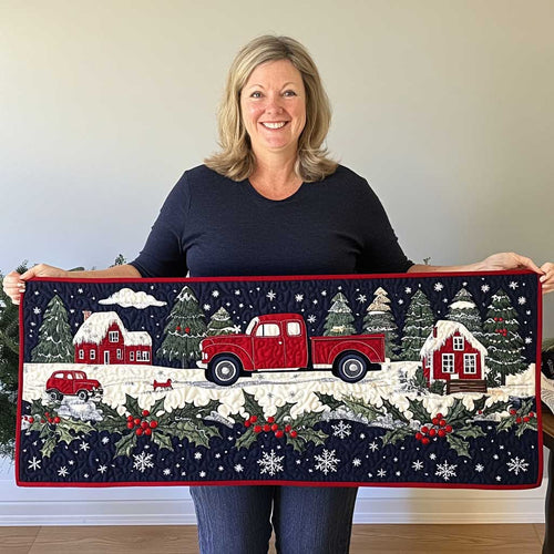 Red Truck Christmas Night WP1909035CL Quilted Table Runner