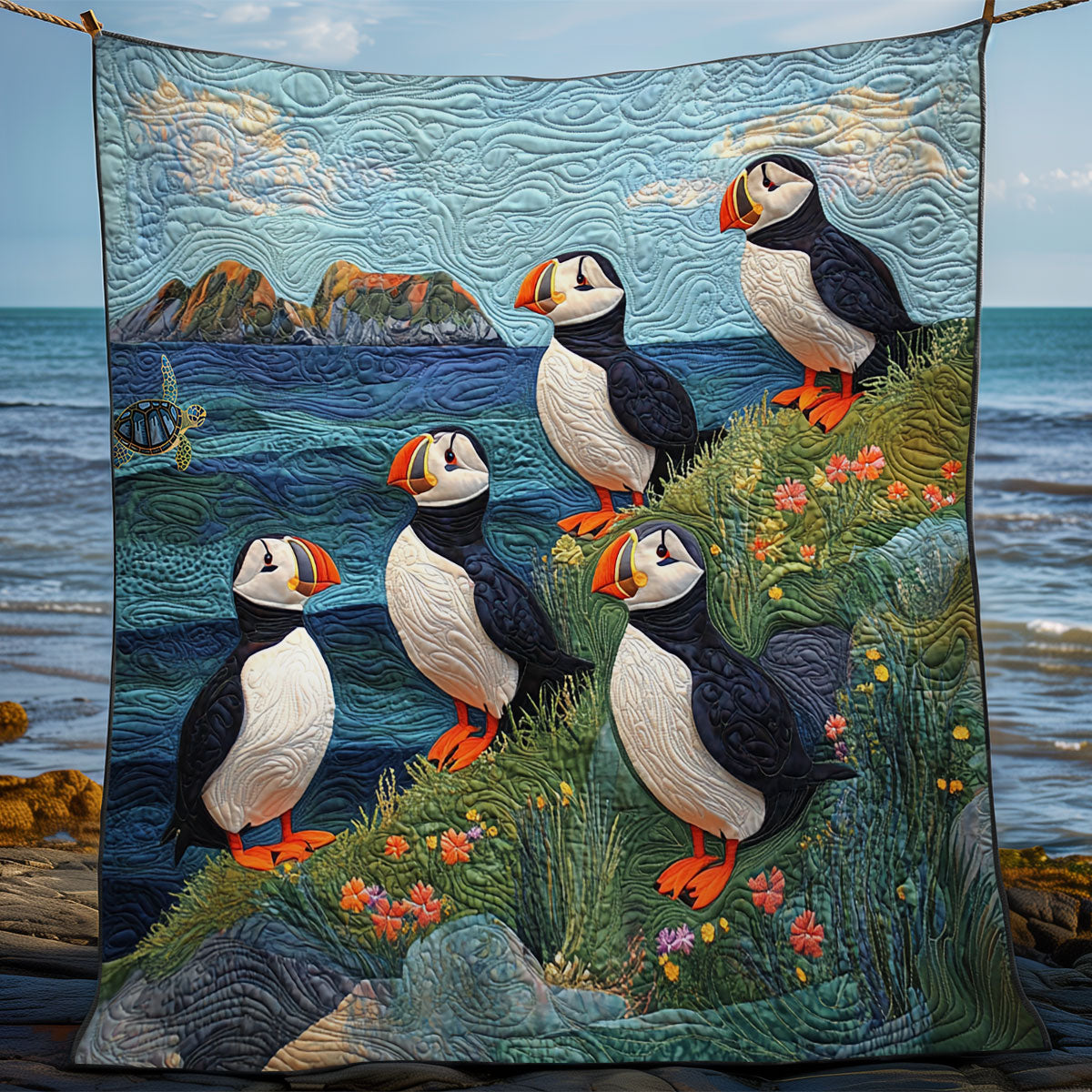 Puffin Family WY1411045CL Quilt