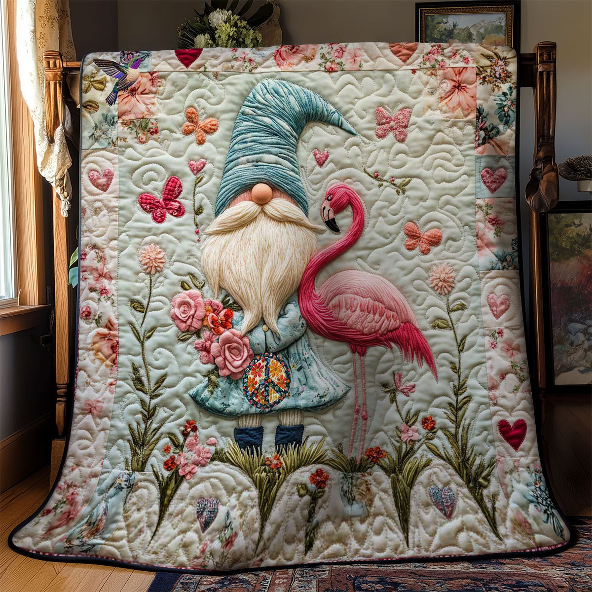 Flamingo Gnome Harmony WN1112039CL Quilt