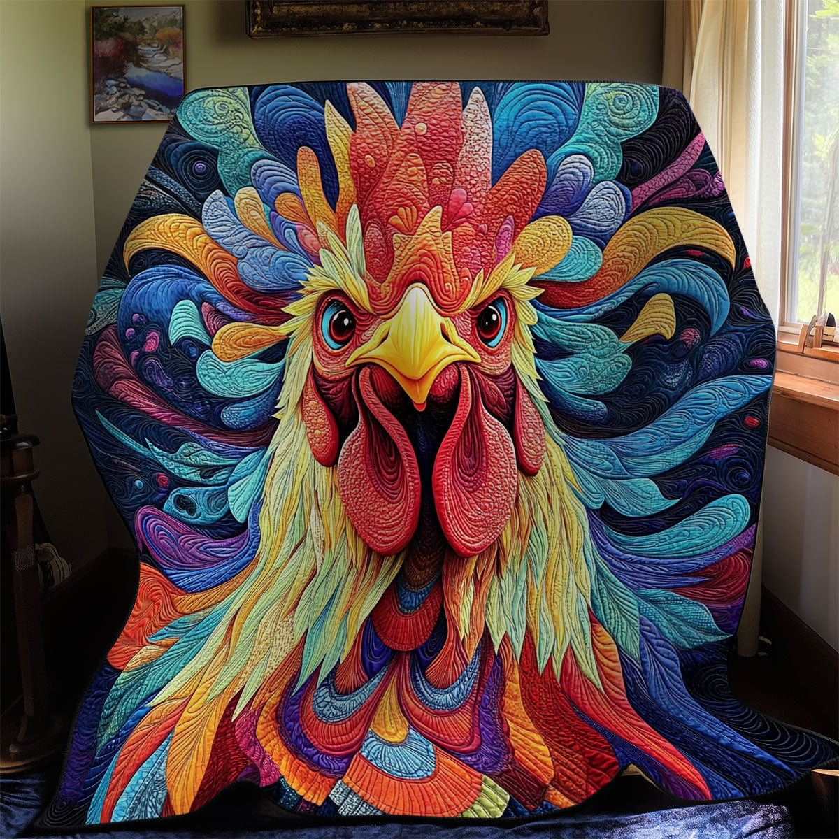 Colorful Rooster WY2111039CL Quilt