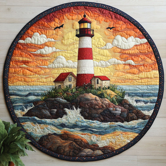 Sunset Lighthouse CW2705523CL Quilted Round Mat
