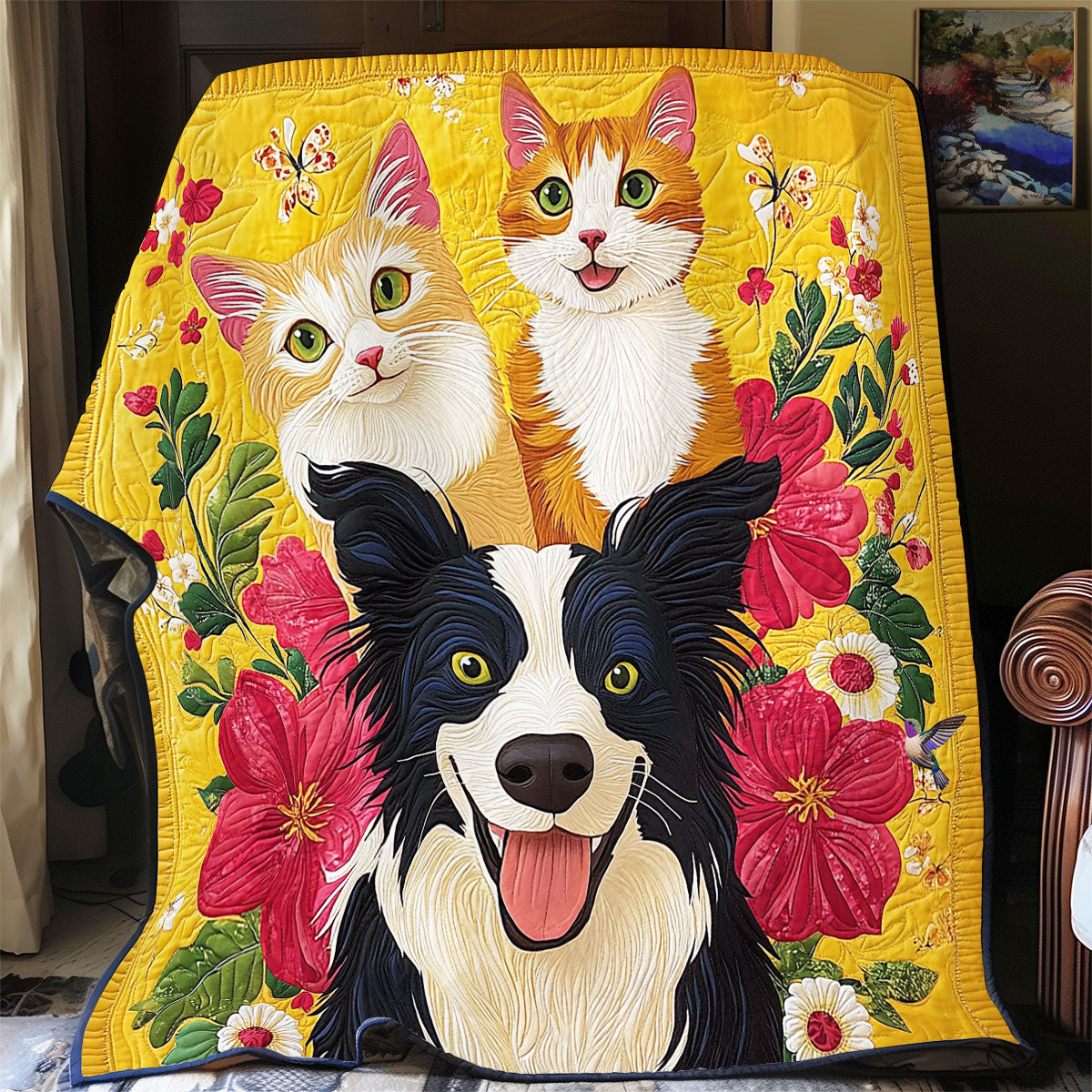 Happy Cat And Dog WY0212040CL Quilt