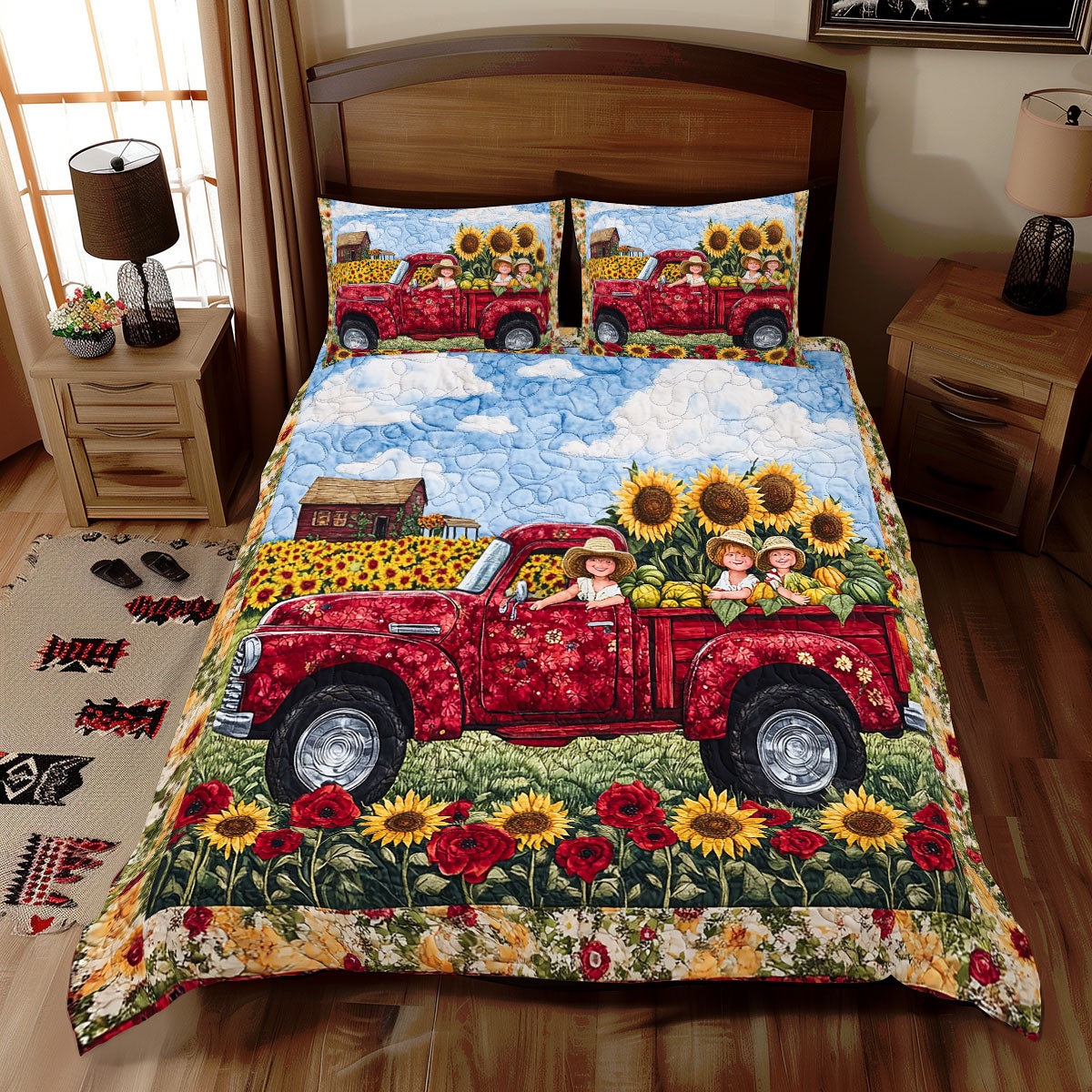 Truck Sunflower Field WX1612078CL Duvet Cover Set