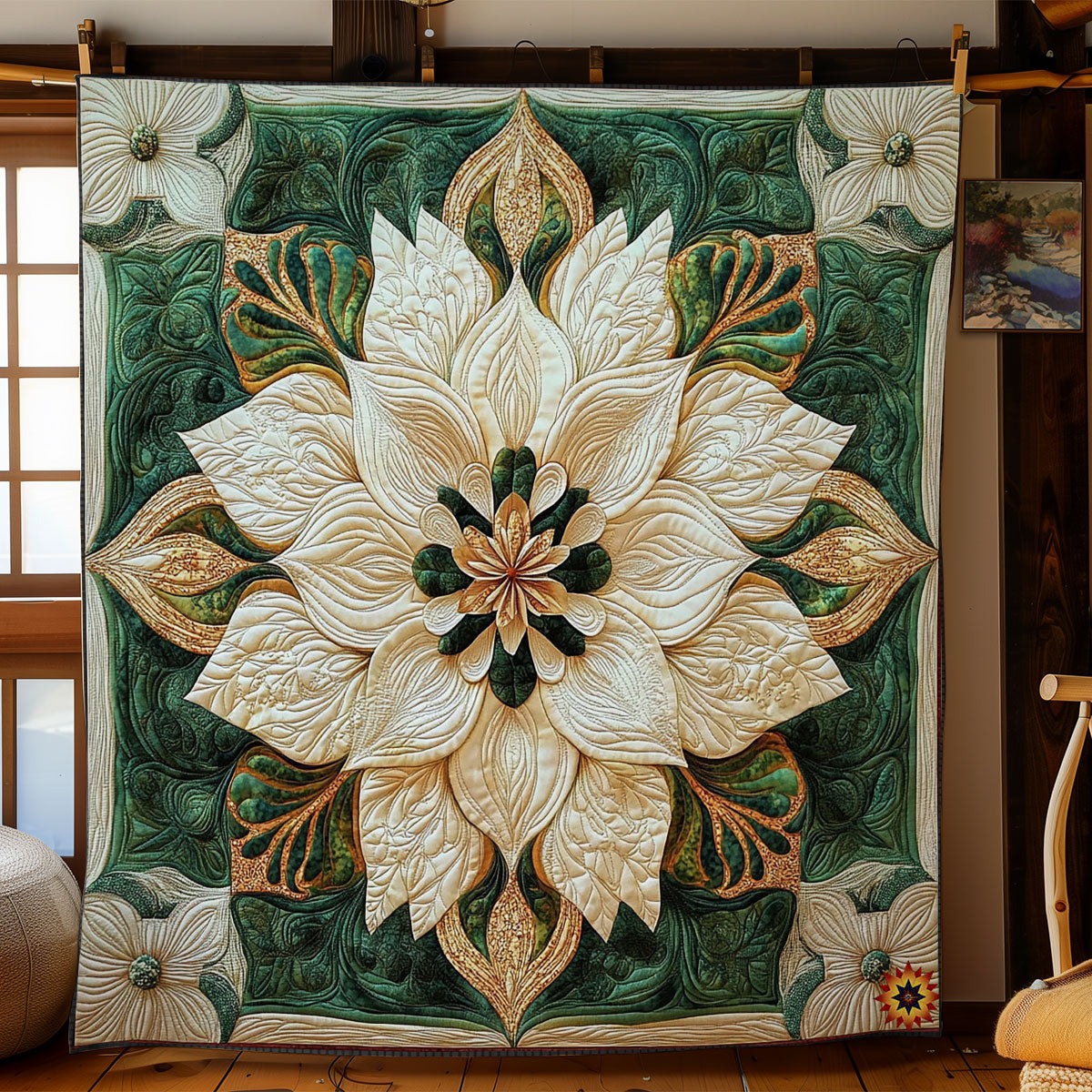 White Flower Bloom WY1012055CL Quilt