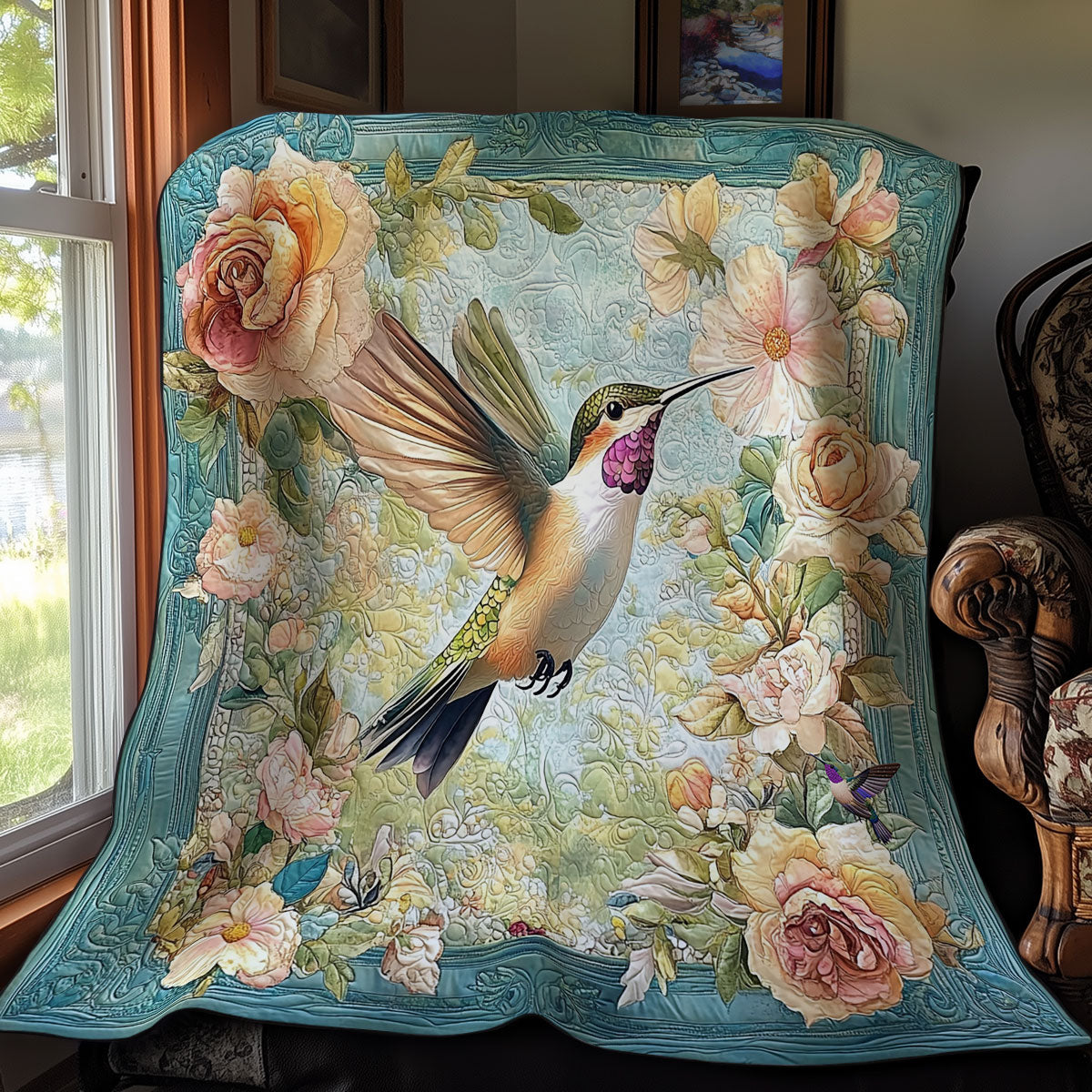 Flower Hummingbird WY2111031CL Quilt
