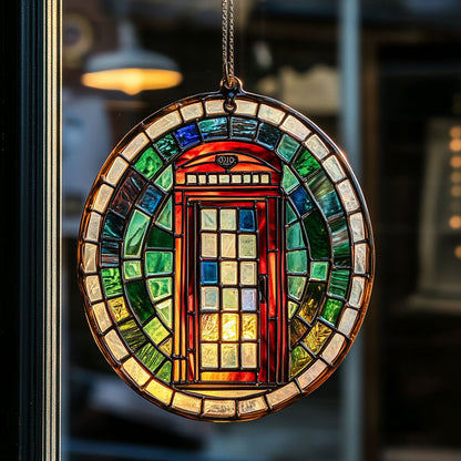 Phone Booth WJ1410037CL Stained Glass Suncatcher