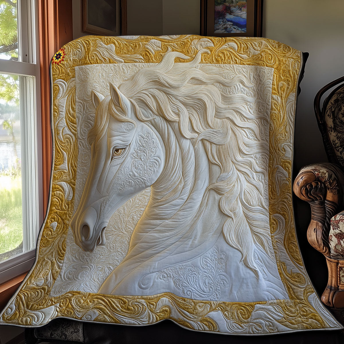 Gold White Horse WY1811030CL Quilt