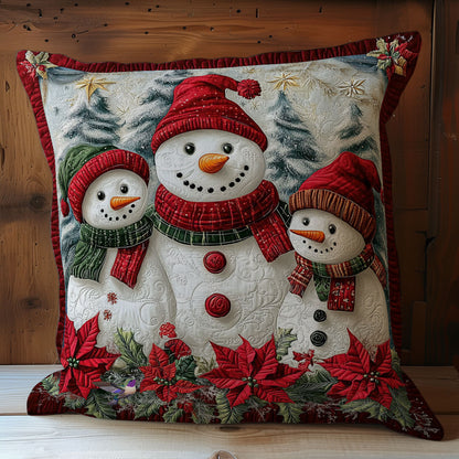 Poinsettia Snowman WY2911067CL Quilt Pillow Case