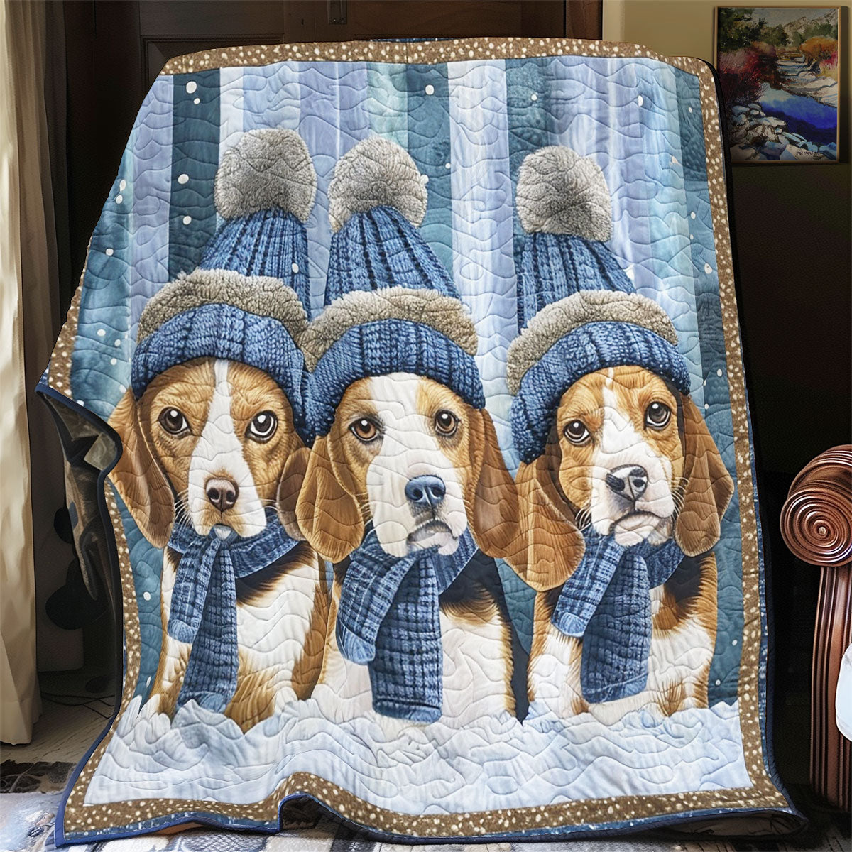 Three Dachshund In Winter WY0202073CL Quilt