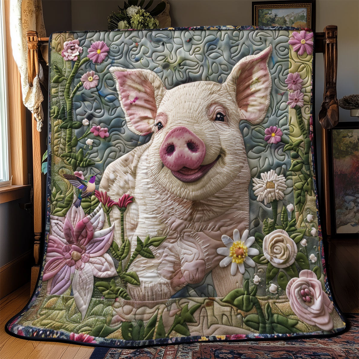 Cute Pig Flower YR2112001CL Quilt