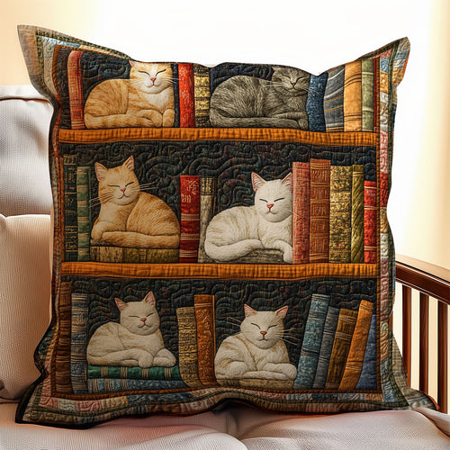 Cat In Bookshelf WX1212103CL Quilt Pillow Case