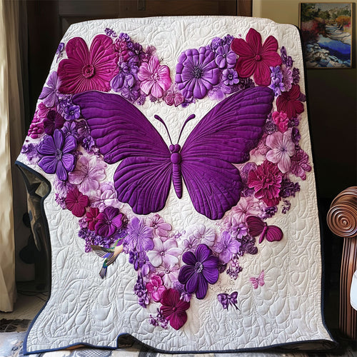 Purple Flower Butterfly WY2712052CL Quilt