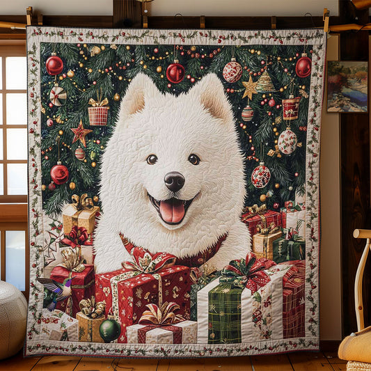 Festive Samoyed Wishes WN0111036CL Quilt