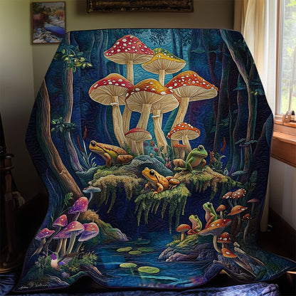 Frog Family Mushroom Forest WY2511025CL Quilt