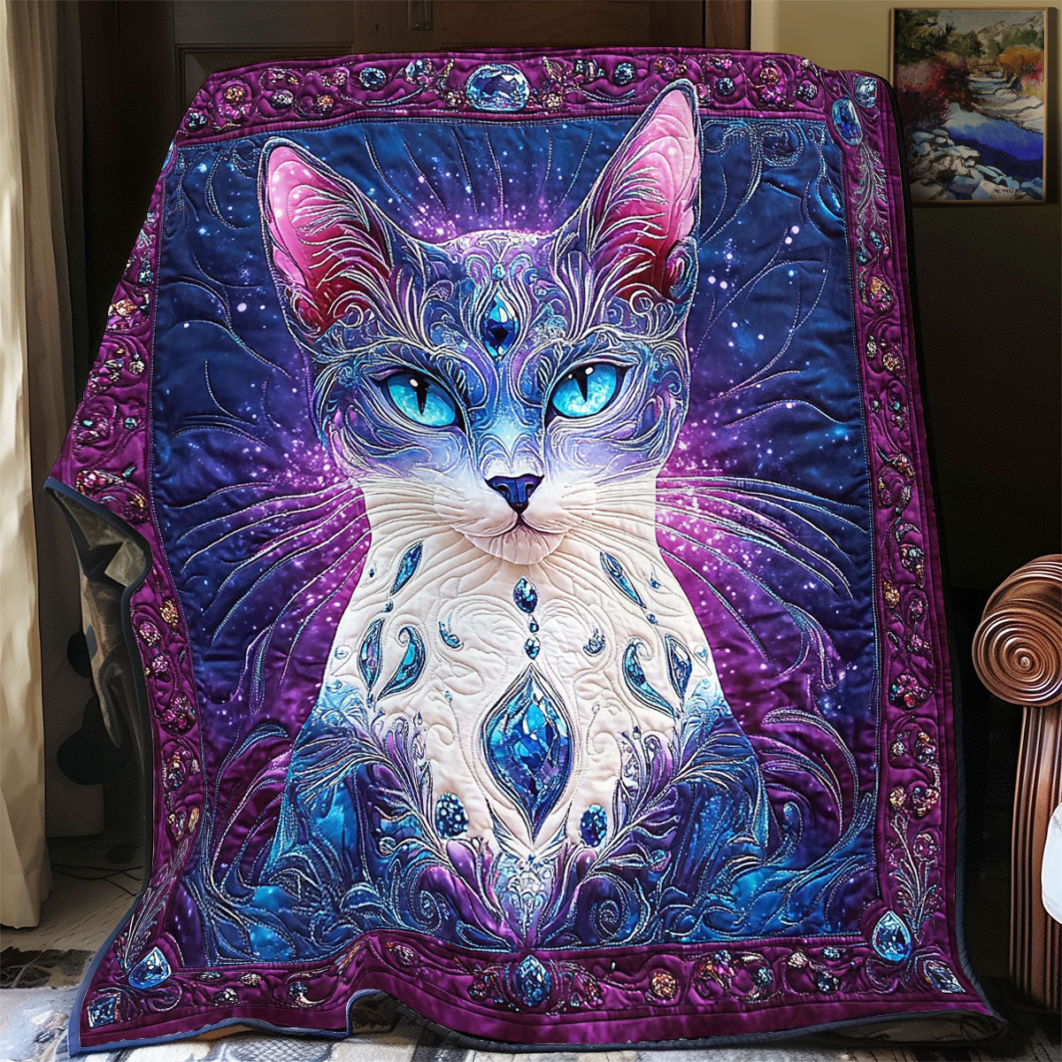 Mystic Midnight Cat WY3112028CL Quilt