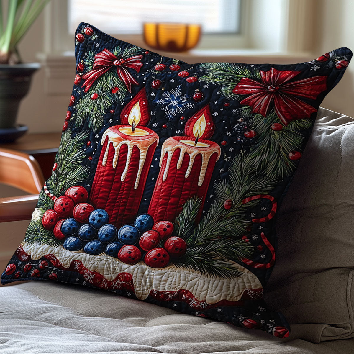 Christmas Candle WJ1911038CL Quilt Pillow Case