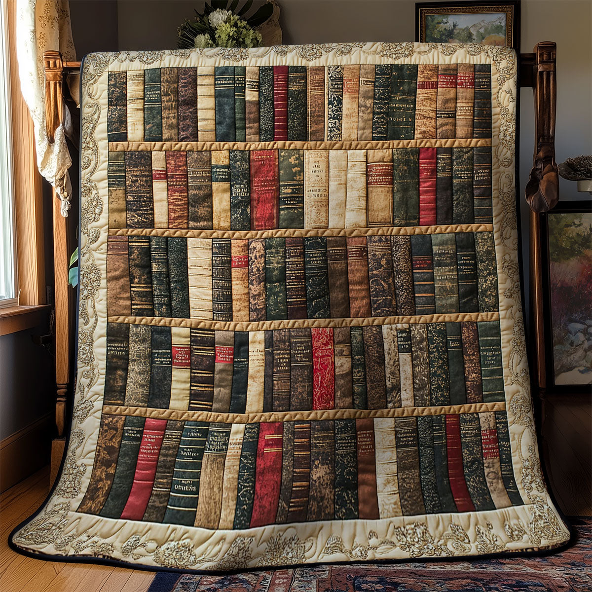 Bookshelf In Library WY0901009CL Quilt