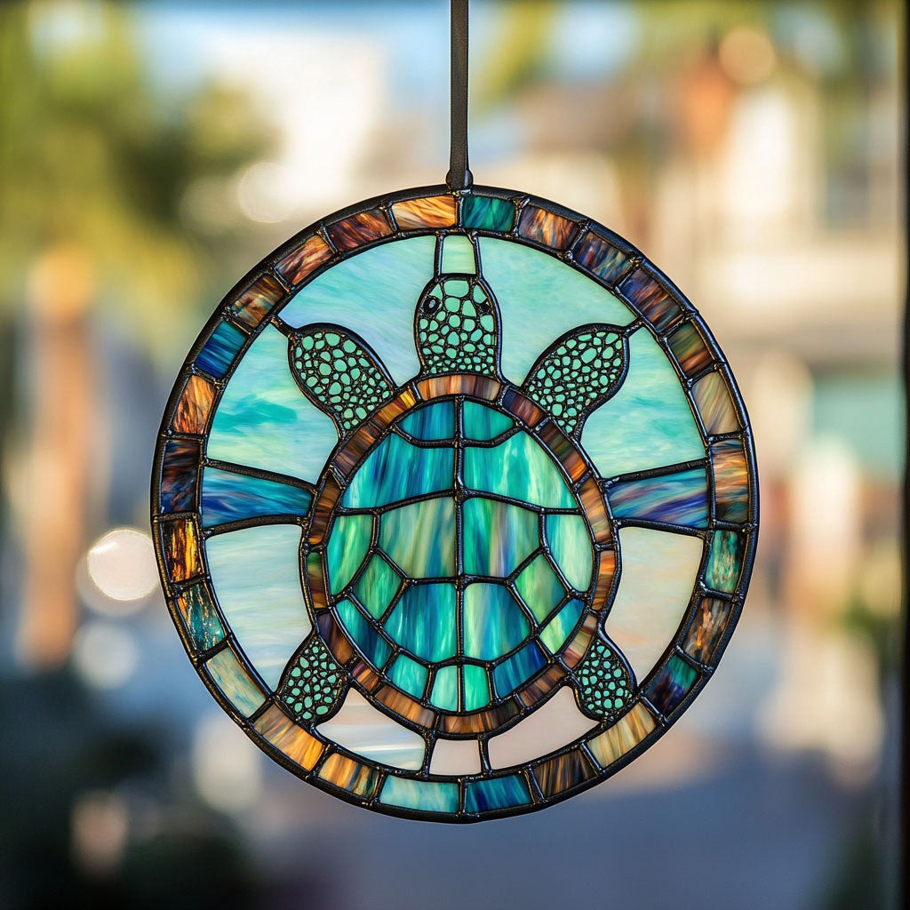 Turtle WJ1811050CL Stained Glass Suncatcher