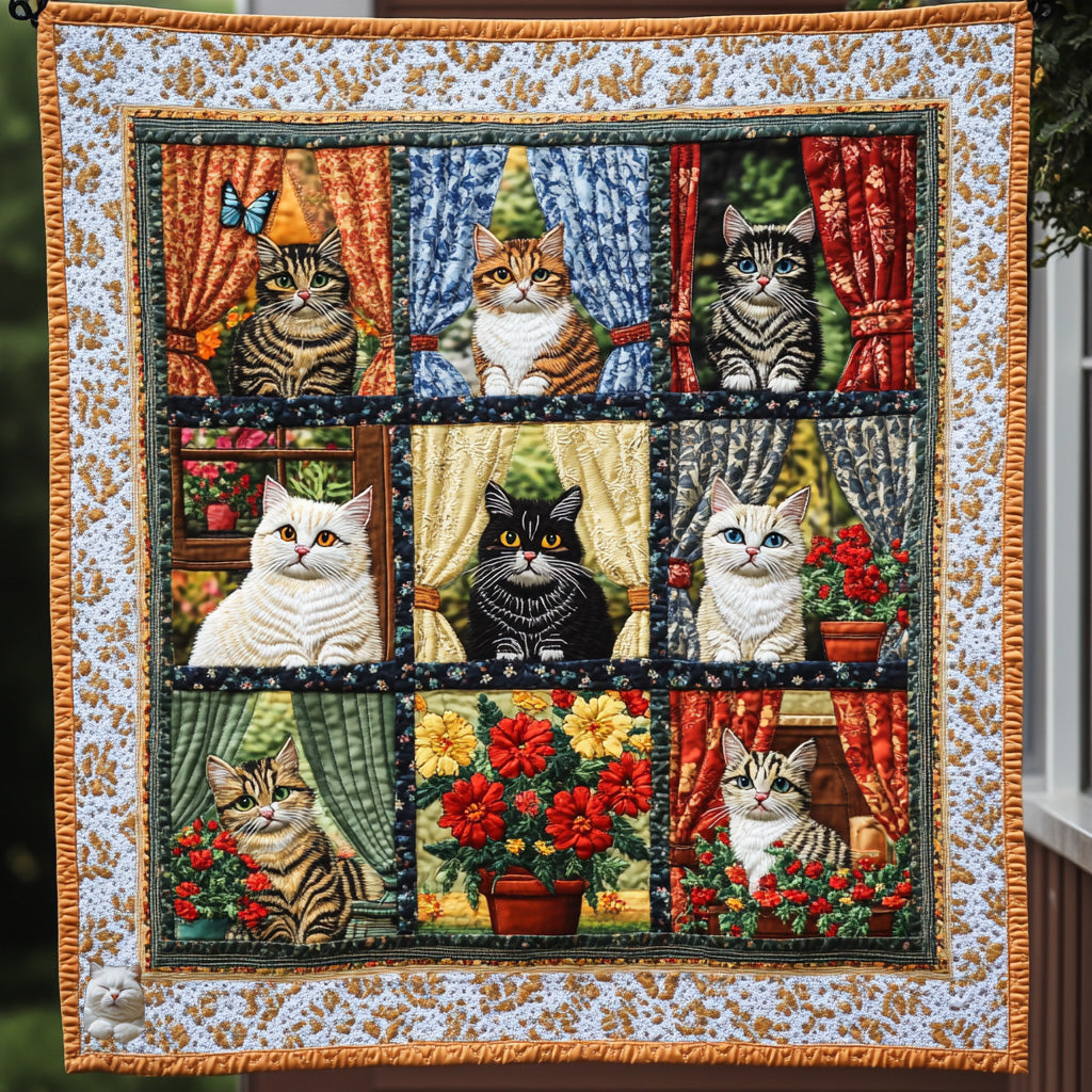 Cat Looking Out Window WU0711039CL Quilt