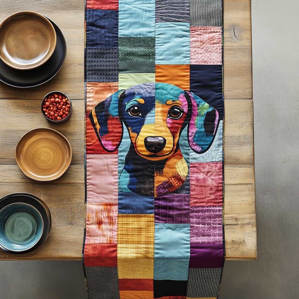 Dachshund Colorful WN2609103CL Quilted Table Runner