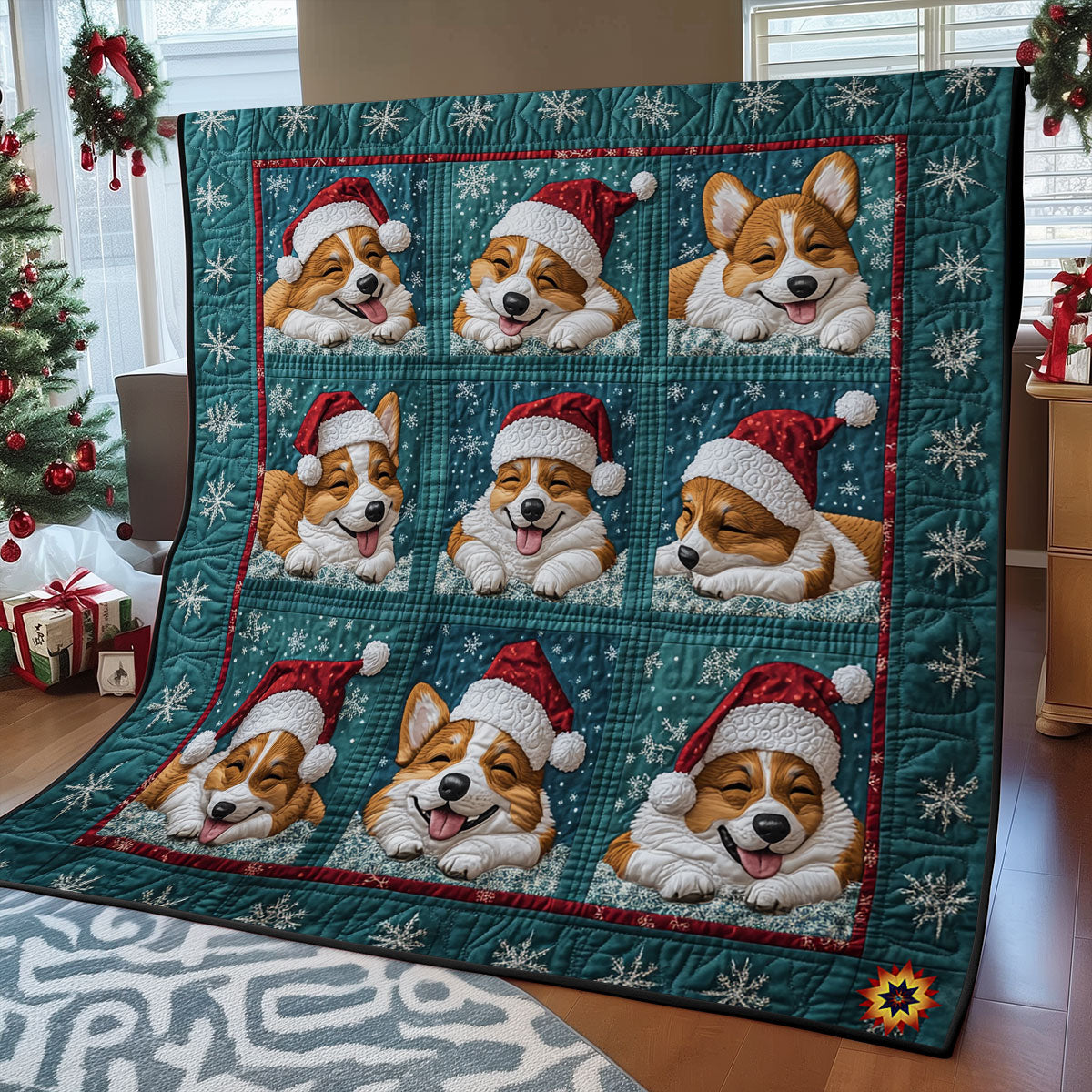 Santa Corgi Sleep WY1911045CL Quilt