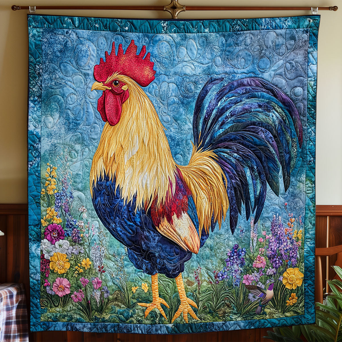 Mystic Blue Chicken WY1911053CL Quilt