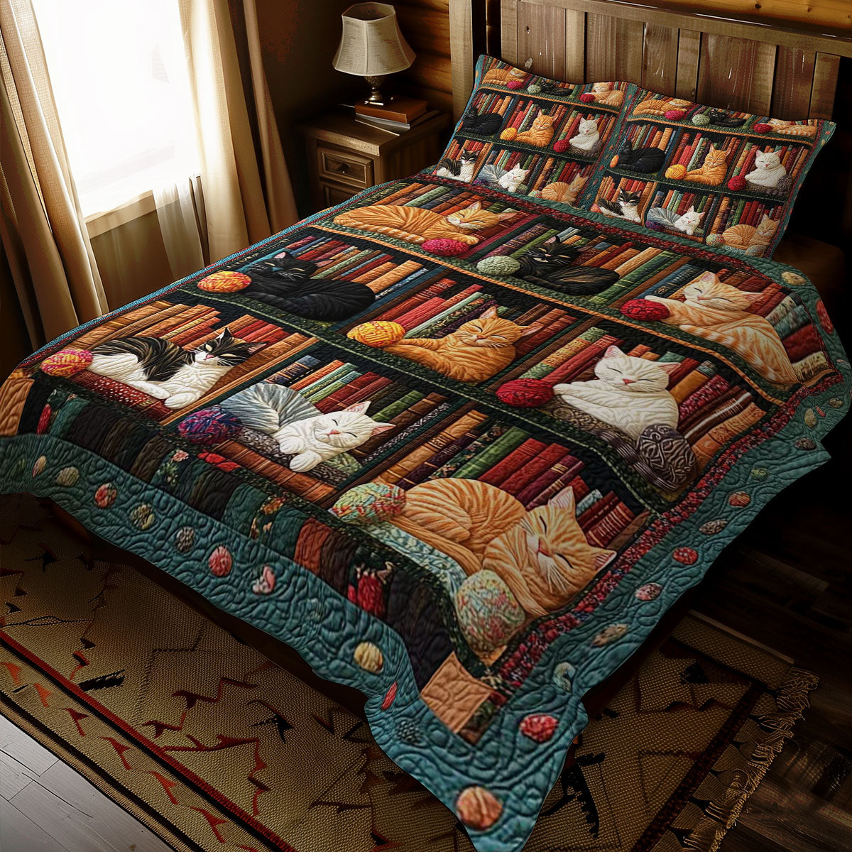 Sleeping Cats On The Bookshelves WJ2609025CL Duvet Cover Set