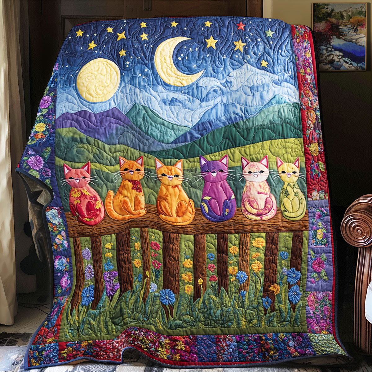 Cat In Night WY1502027CL Quilt
