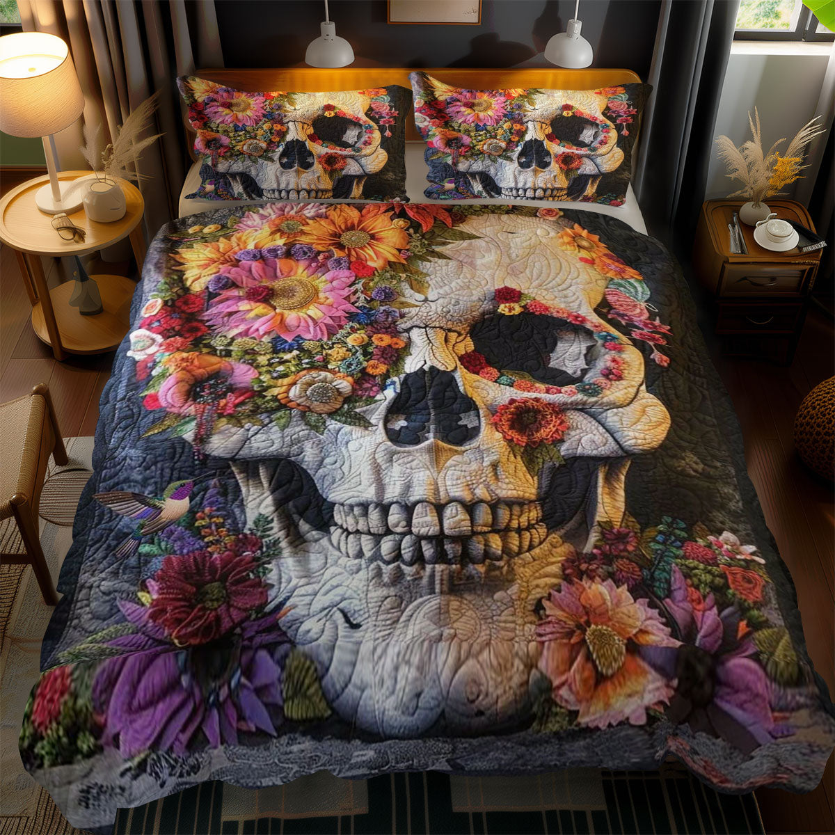 Skull Of Flowers WN2110124CL Duvet Cover Set