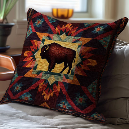 Native American Bison WJ0110033CL Quilt Pillow Case