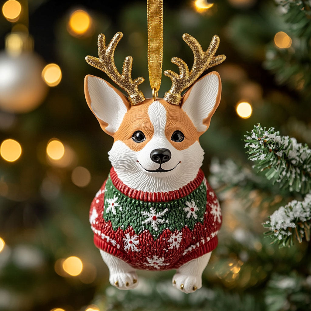 Santa Corgi Joy WN1410035CL Christmas Ornament