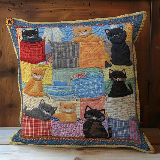 Cat Hanging Clothes WY2612091CL Quilt Pillow Case