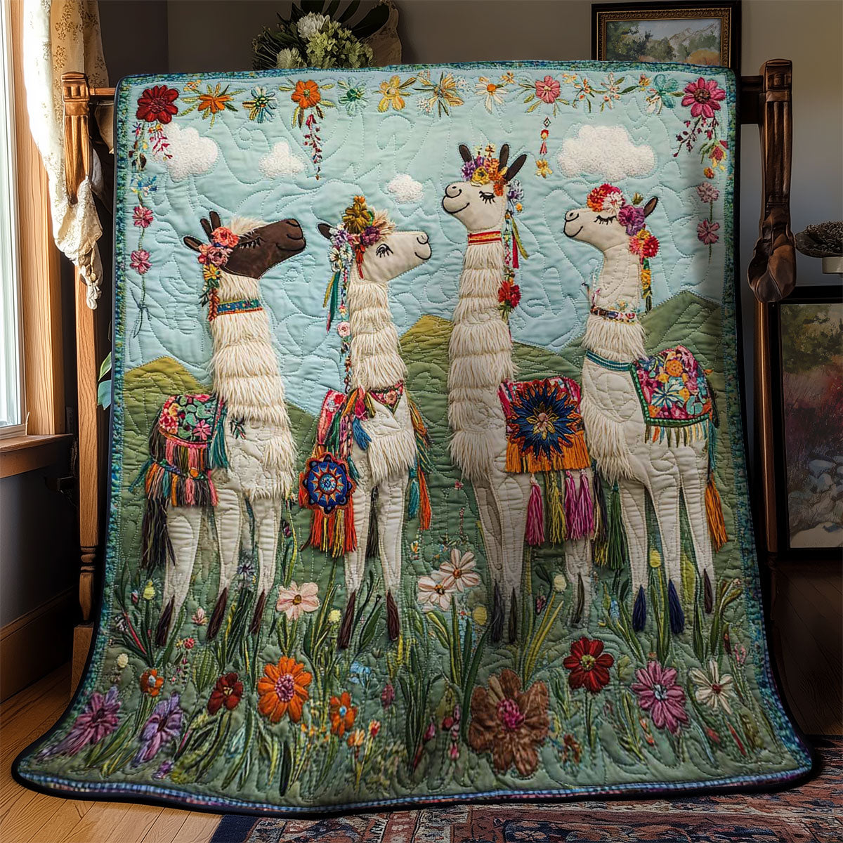 Majestic Floral Llama WN2312032CL Quilt