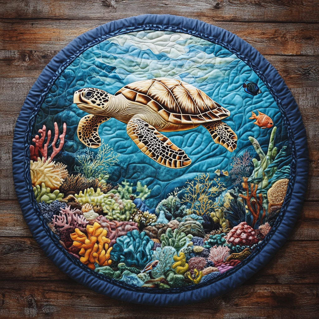 Turtle Ocean CW2904047CL Quilted Round Mat