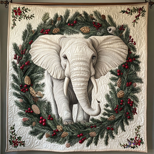 Christmas Wreath Elephant WY0411012CL Quilt