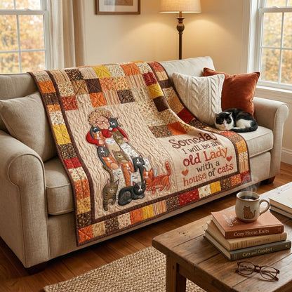 Old Lady With House Of Cats XR3103005CL Quilt Blanket