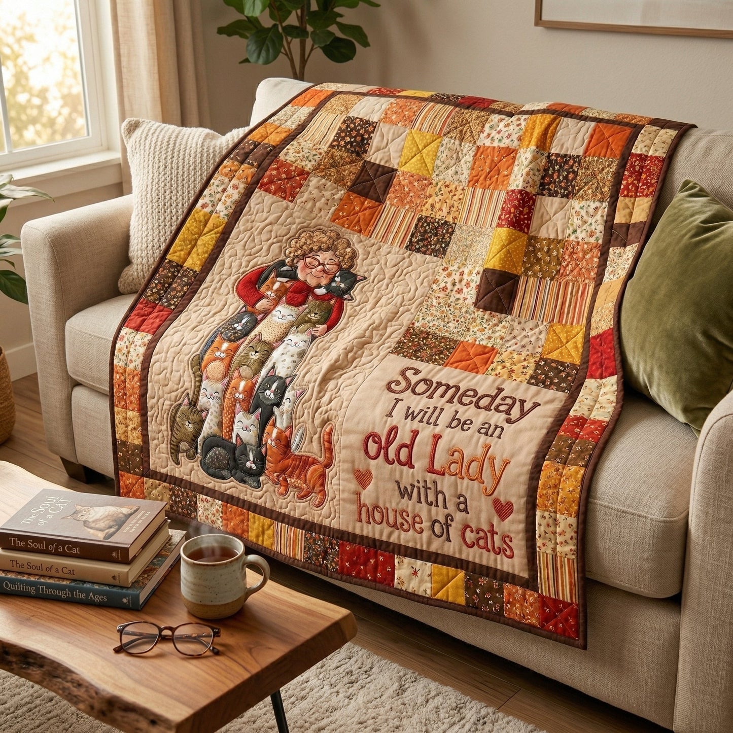 Old Lady With House Of Cats XR3103005CL Quilt Blanket